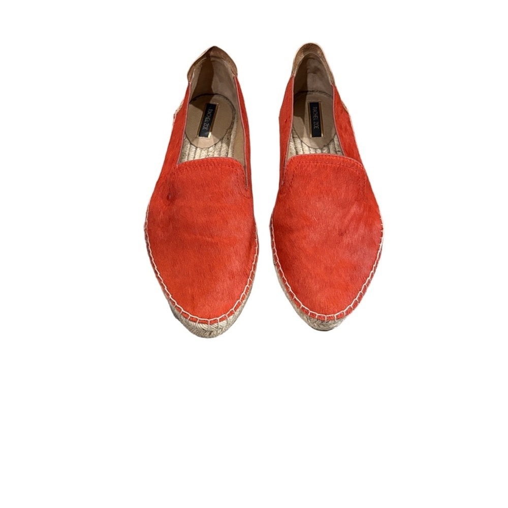 Rachel Zoe 8.5 reddish orange calf hair and leather flats jute soles espadrille